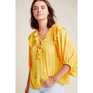 Anthropologie Ruffle Haida Boho Peasant Blouse